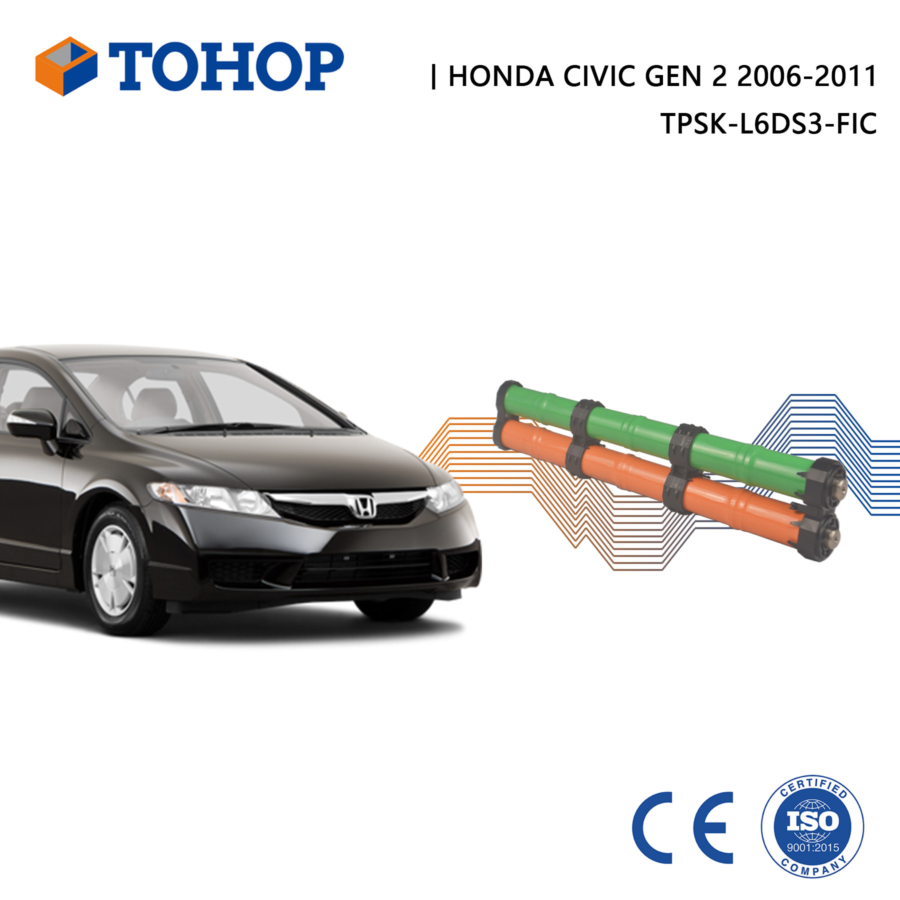 TOHOP Factory Direct Civic 14.4V 6.5Ah Gen.2 Replacement IMA Hybrid Battery Pack